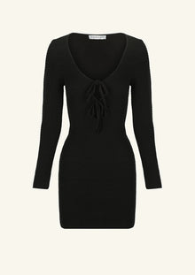 Shona Joy Eve Long Sleeve Keyhole Mini Dress - Black