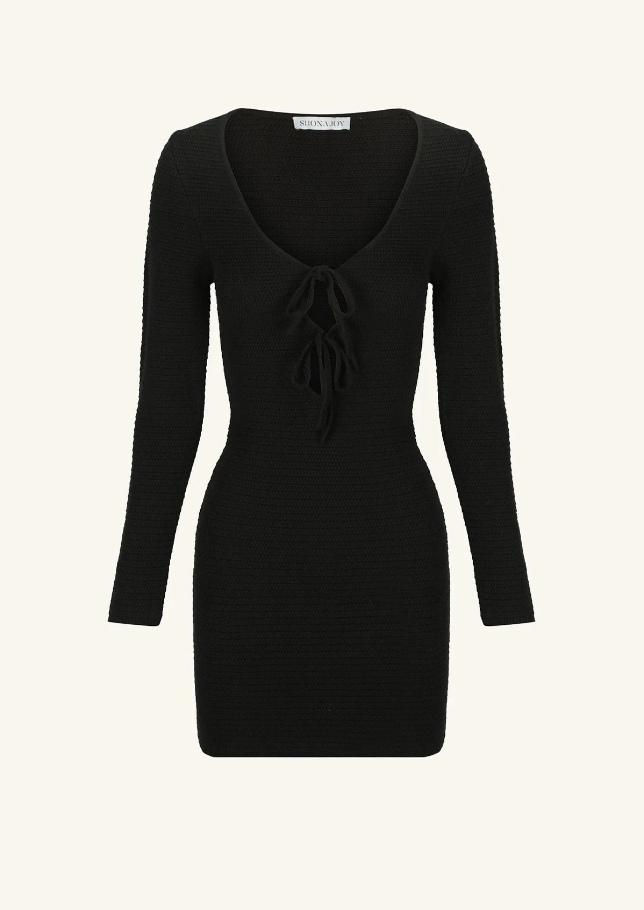 Shona Joy Eve Long Sleeve Keyhole Mini Dress - Black