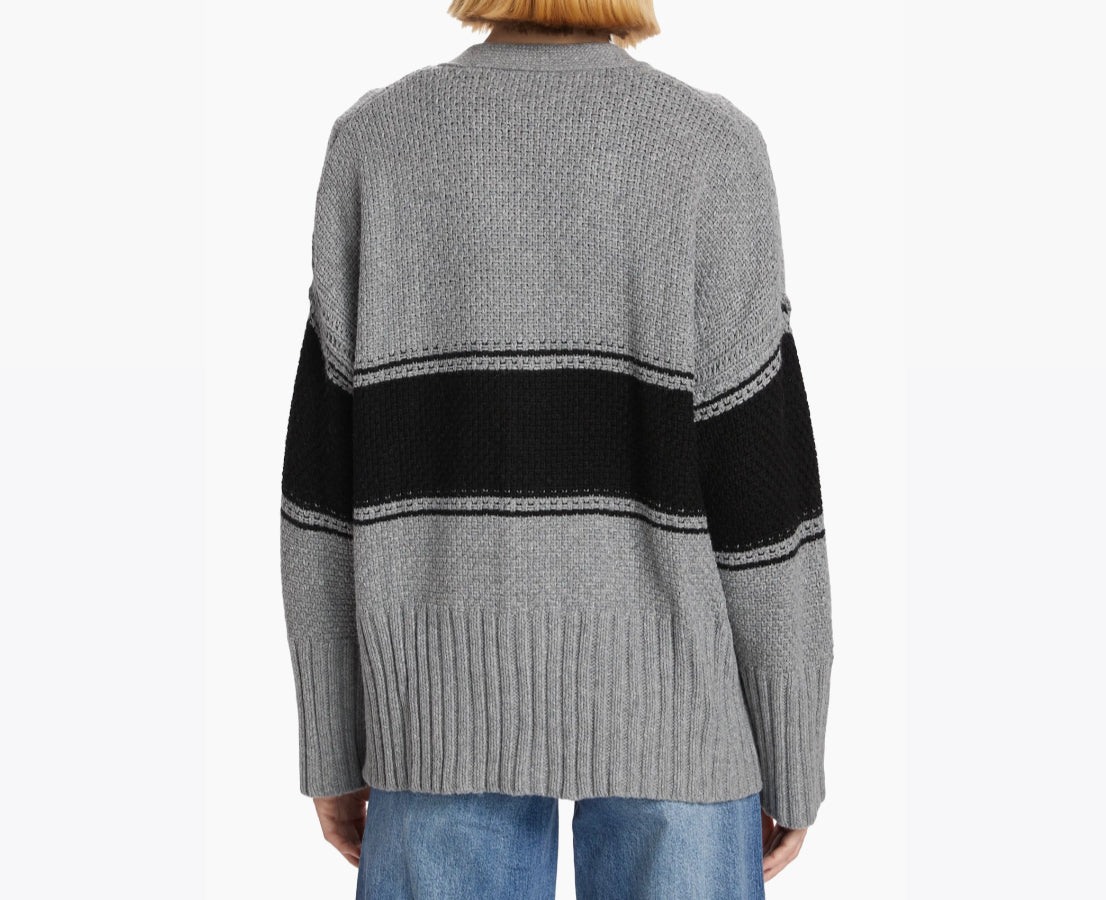 ATM Striped Oversized Cardigan - Cloud Grey