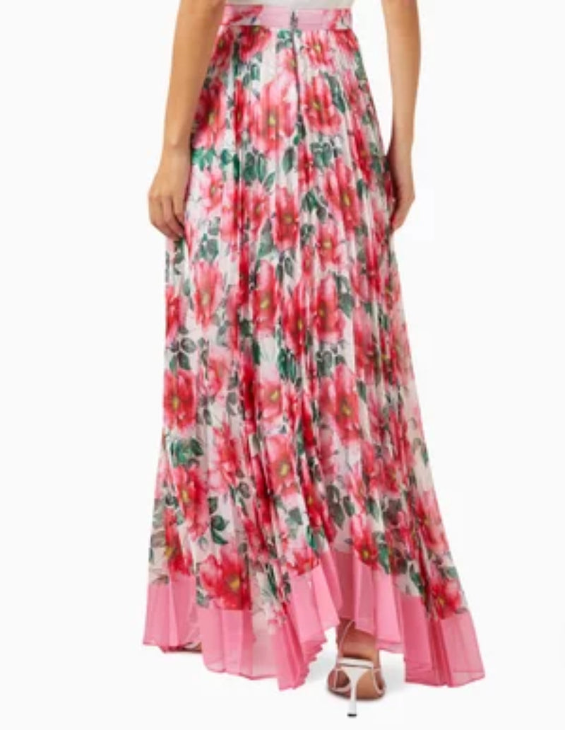 alice + olivia Katz Sunburst Pleated Skirt - High Tea Floral