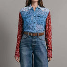 rag & bone Wyatt Patchwork Shirt - Dark Blue Floral