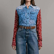rag & bone Wyatt Patchwork Shirt - Dark Blue Floral