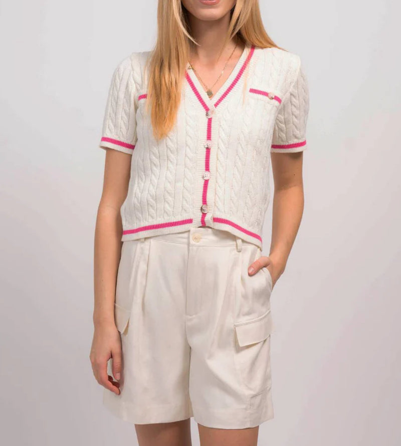 Central Park West Jordie Cable Button Up Shirt - Pink