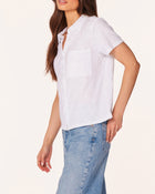 bobi Button Front Collared Tee - White