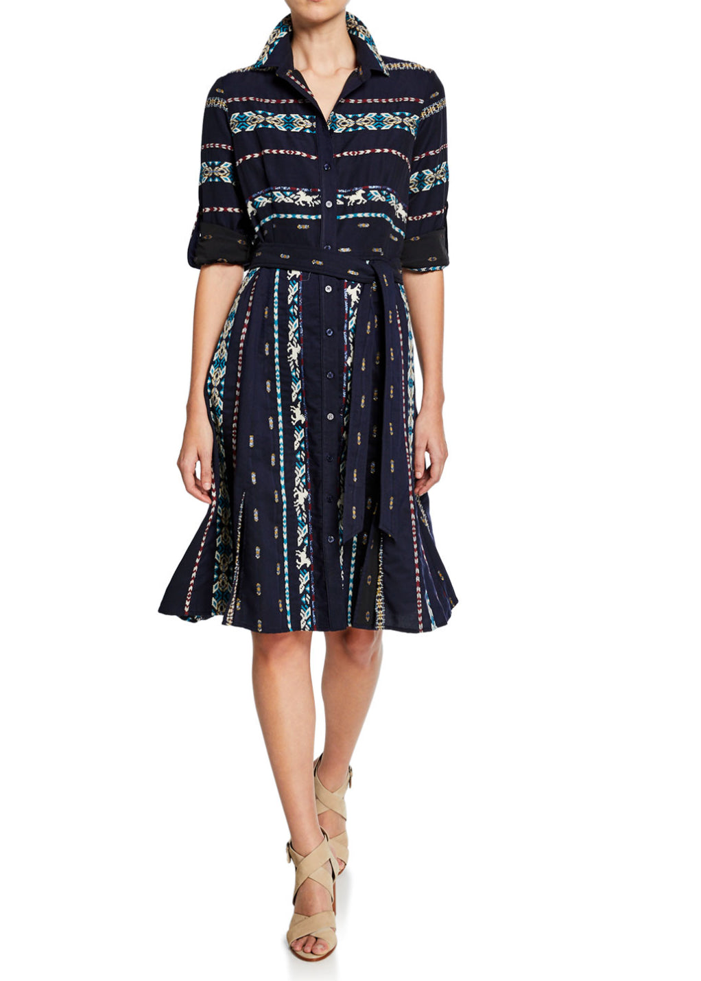 finley Taos Stripe Jeanette Long Sleeve Shirt Dress With Belt