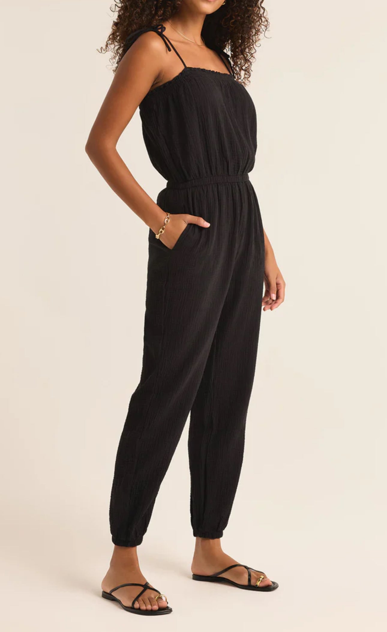 Z Supply Kiara Gauze Jumpsuit - Black