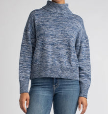 Margaret O’Leary Kimbra Blue Cotton Turtleneck Sweater