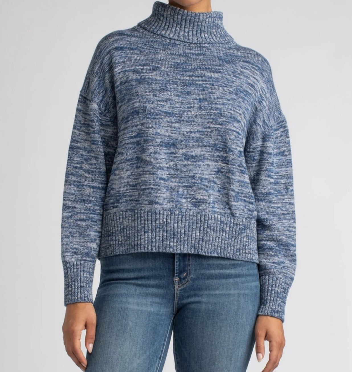 Margaret O’Leary Kimbra Blue Cotton Turtleneck Sweater