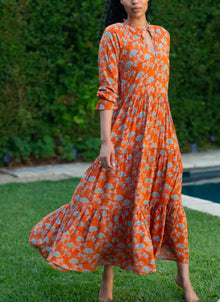 roma Sienna Dress - Burnt Flowers