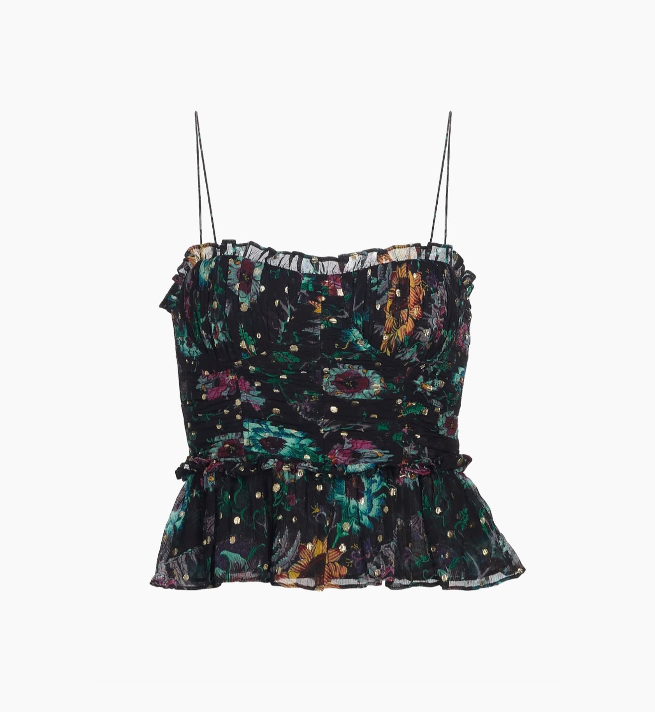 Ulla Johnson Amabel Silk Floral Top - Black Iris