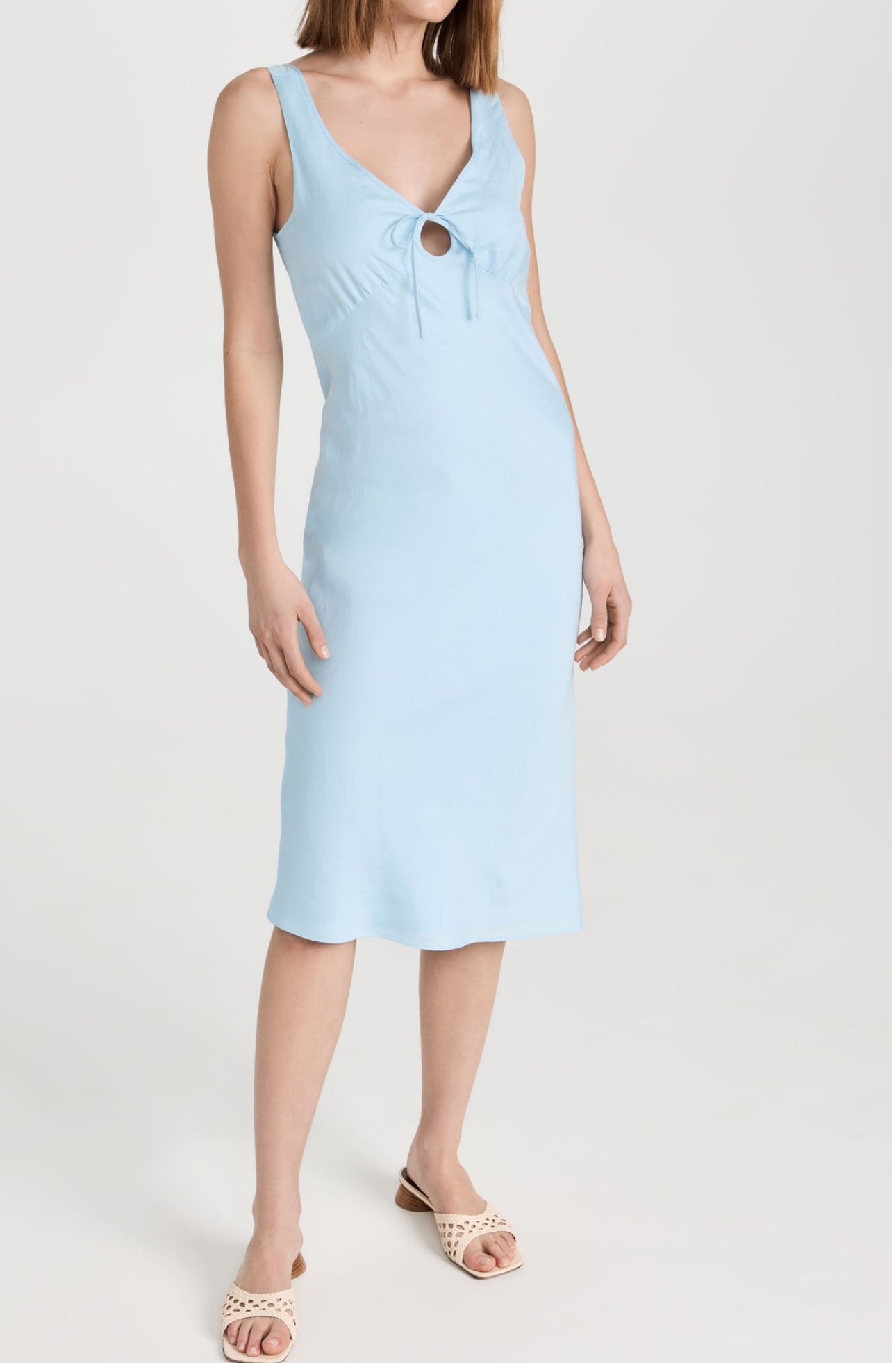 Amanda Uprichard Clarisse Linen Dress - Powder Blue