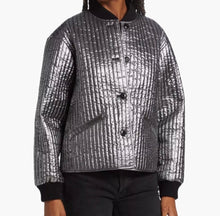 The Great. Quilted Metallic Bomber Jacket