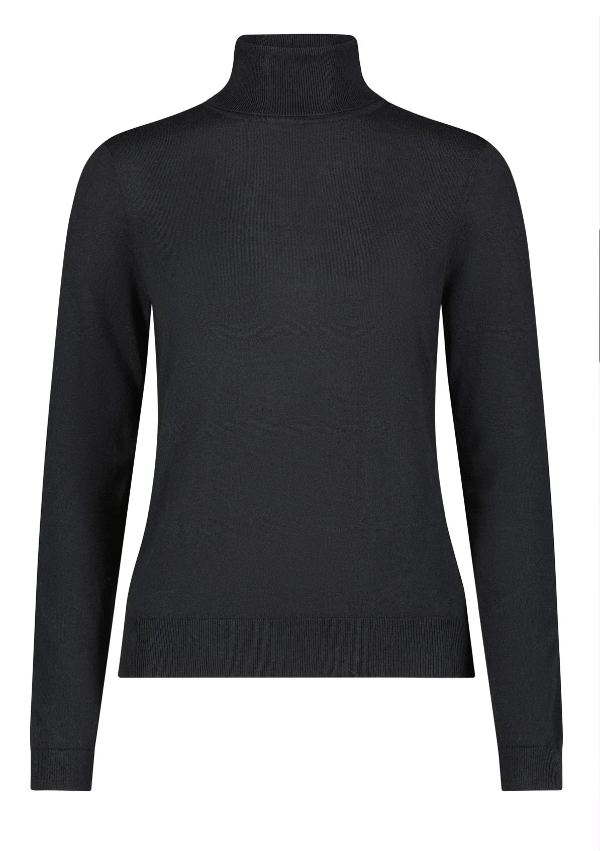 Minnie Rose Supima Cotton Cashmere Long Sleeve Turtleneck - Black