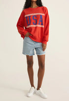 Z Supply USA Sunday Sweatshirt - Cabana Red