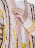 ALYSI Stripes & Jacquard Cardigan- Plaster