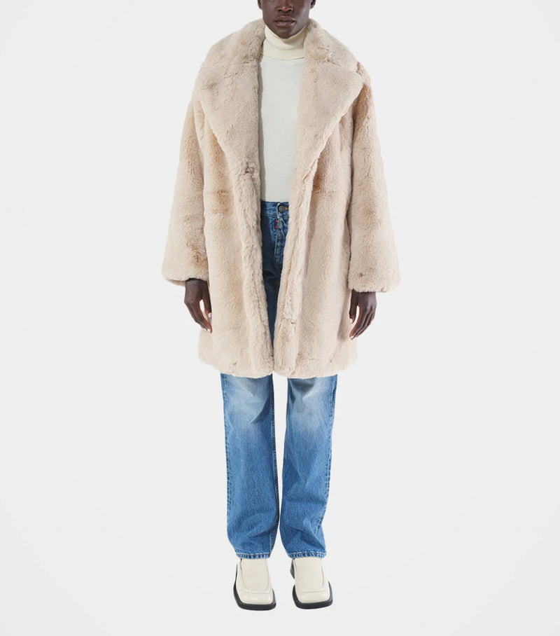 Apparis Stella Faux Fur Coat - Latte
