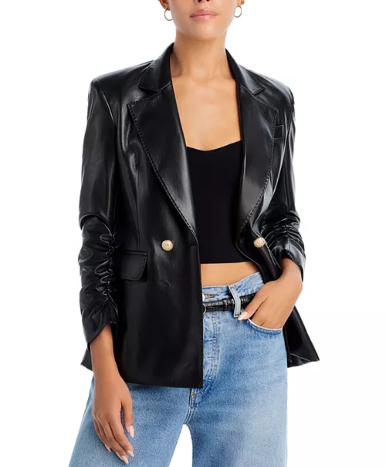 Generation Love Lou Faux Leather Blazer - Black