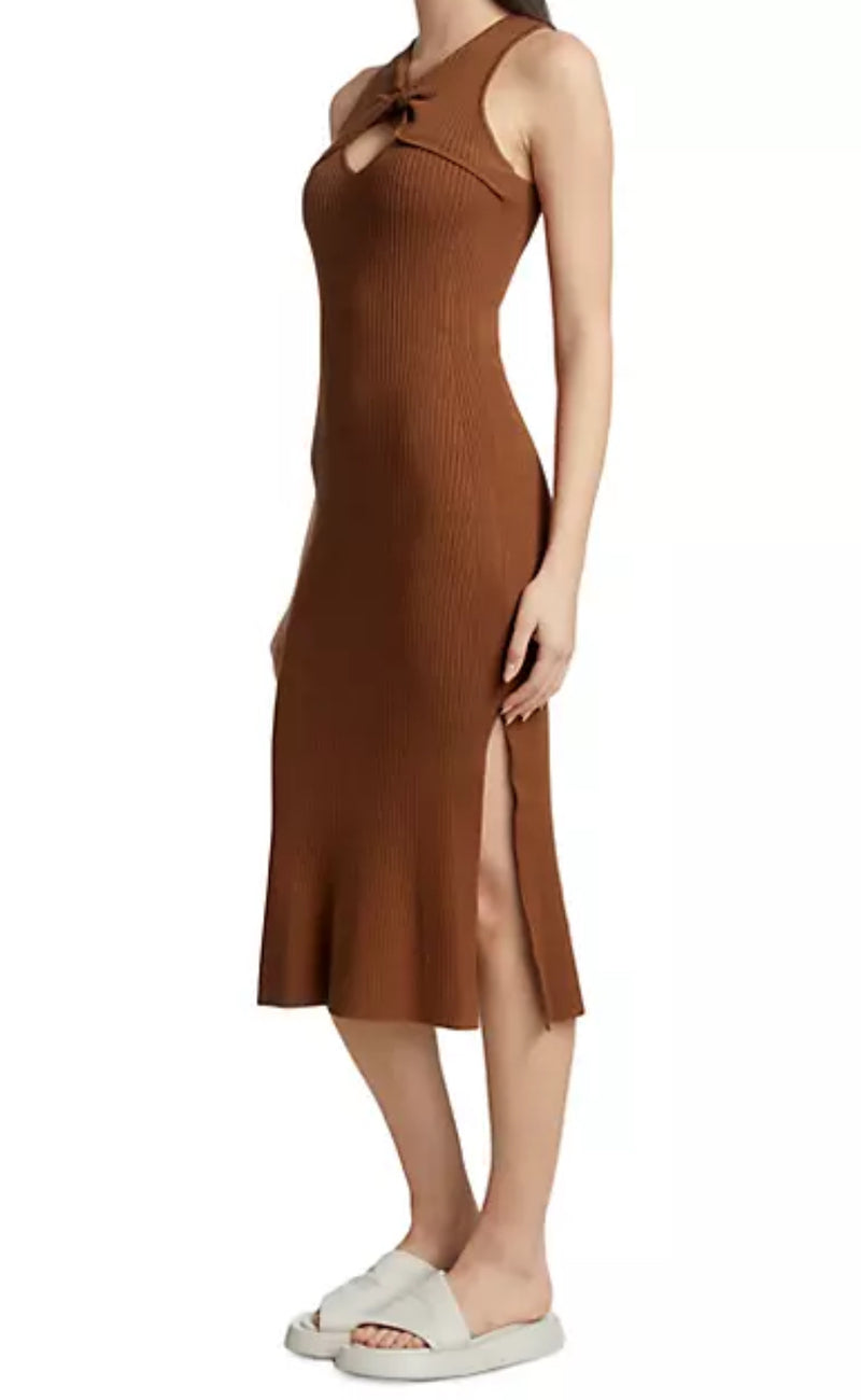 dh New York Addison Rib-Knit Midi Dress - Chestnut