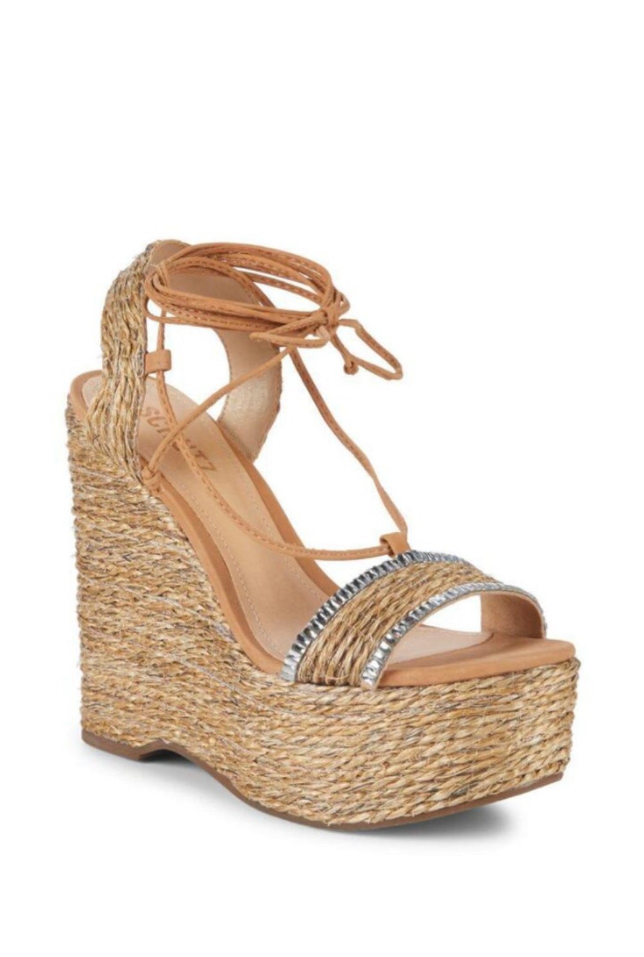 Schutz Aveline Embellished Wedge - Natural Desert