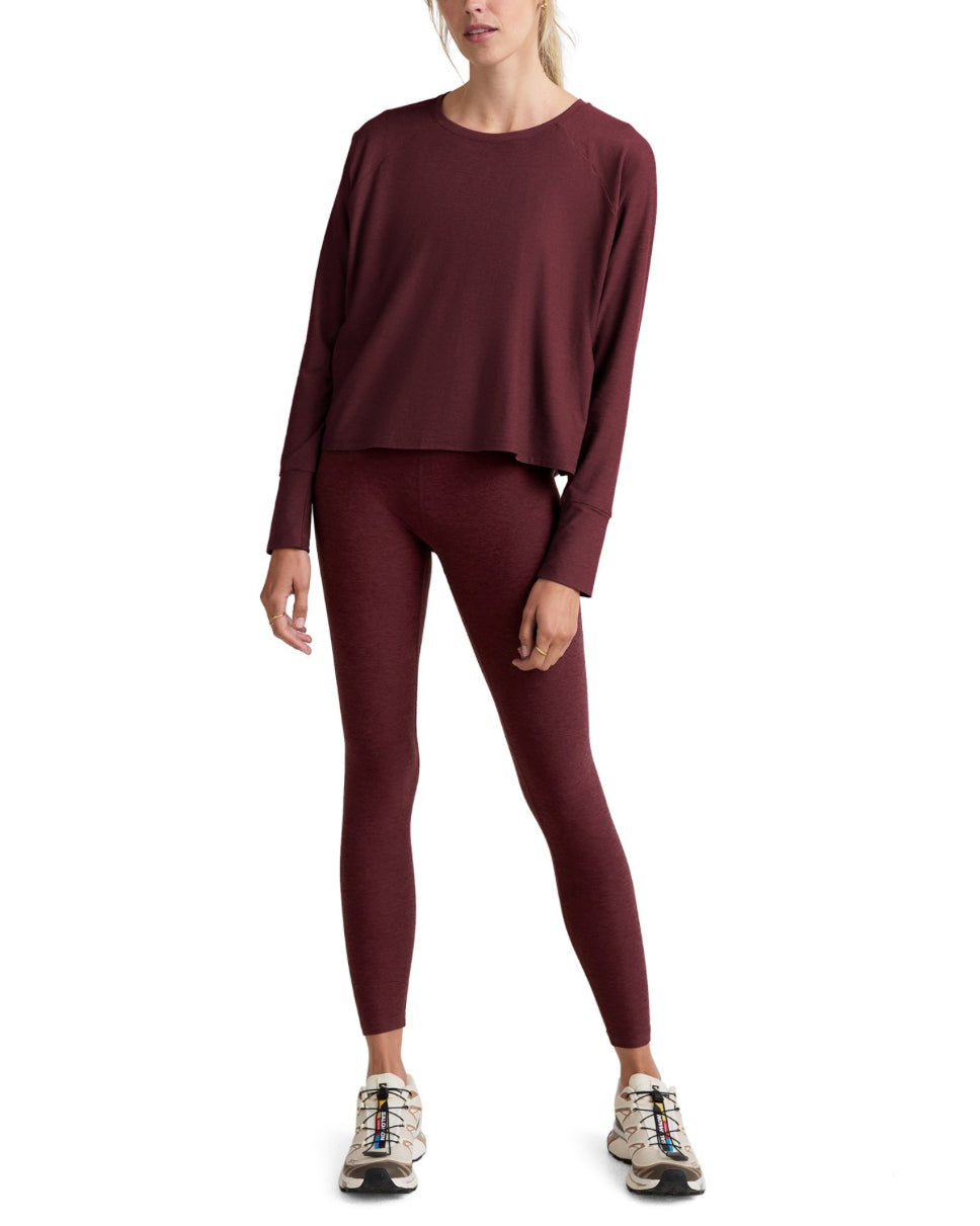 Beyond Yoga Featherweight Daydreamer Pullover - Midnight Burgundy Heather