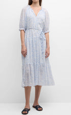 Xirena Lyta Tiered Tiger Stripe Print Midi Dress - Blue Wave