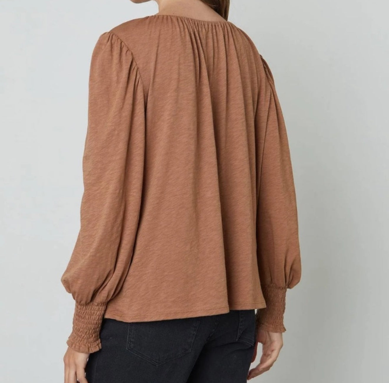 Velvet by Graham & Spencer Irina Split Neck Tee - Camel