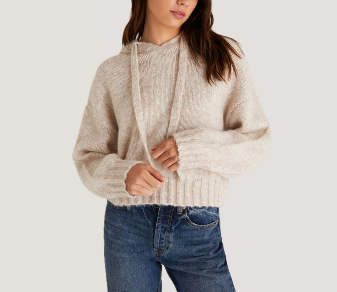 Z Supply Ariel Sweater Knit Hoodie - Sandstone