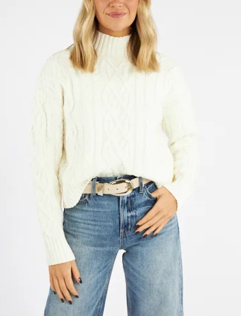 Michael Stars Suki Cable Mock Neck - Chalk