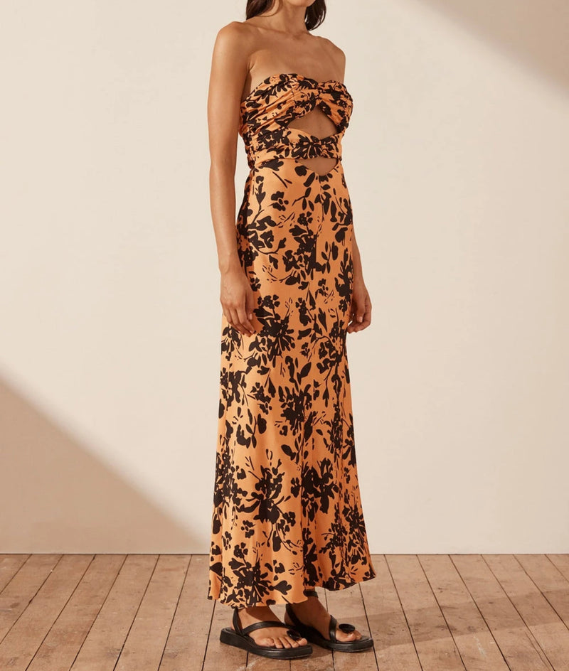 Shona Joy Solare Strapless Cut Out Ruched Dress