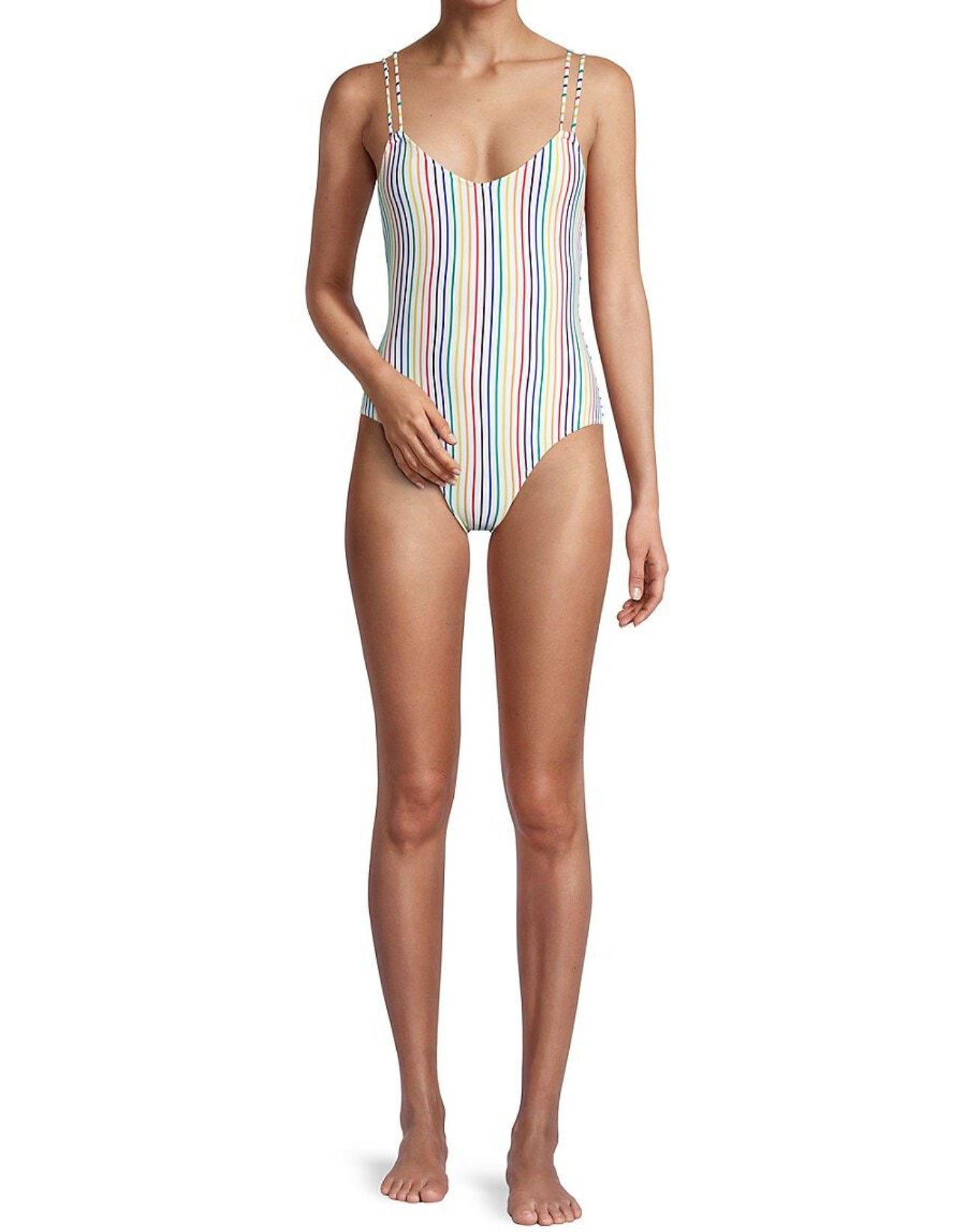 Solid & Striped The Lynn One Piece- Rainbow Pinstripe