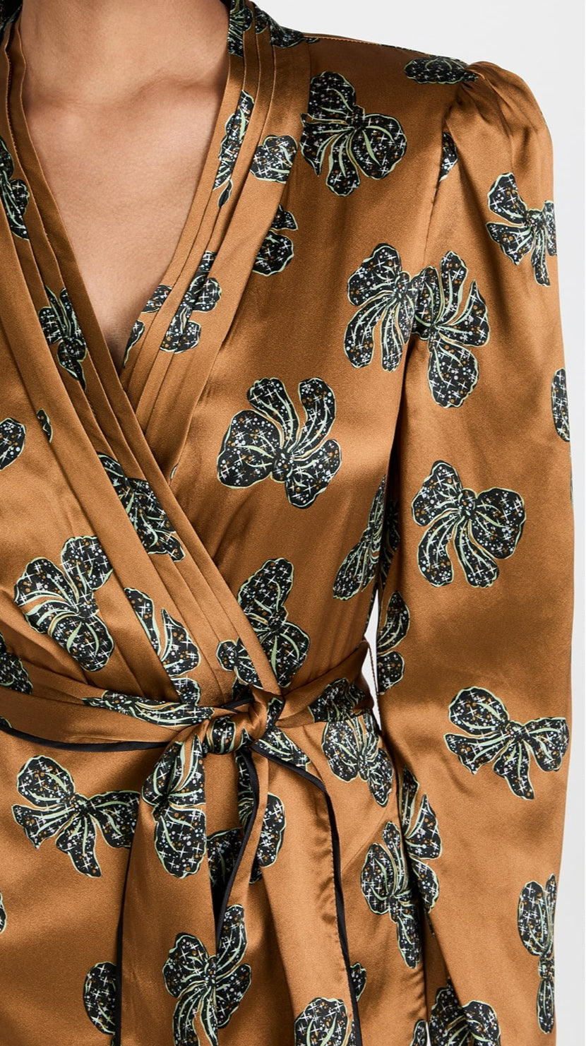 Saloni Bibi Piped Dress - Gold Bows