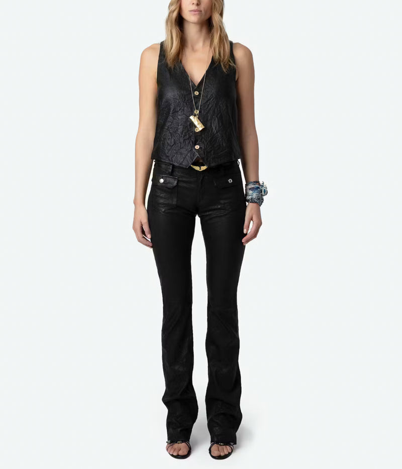 Zadig & Voltaire Emilie Crinkled Leather Vest