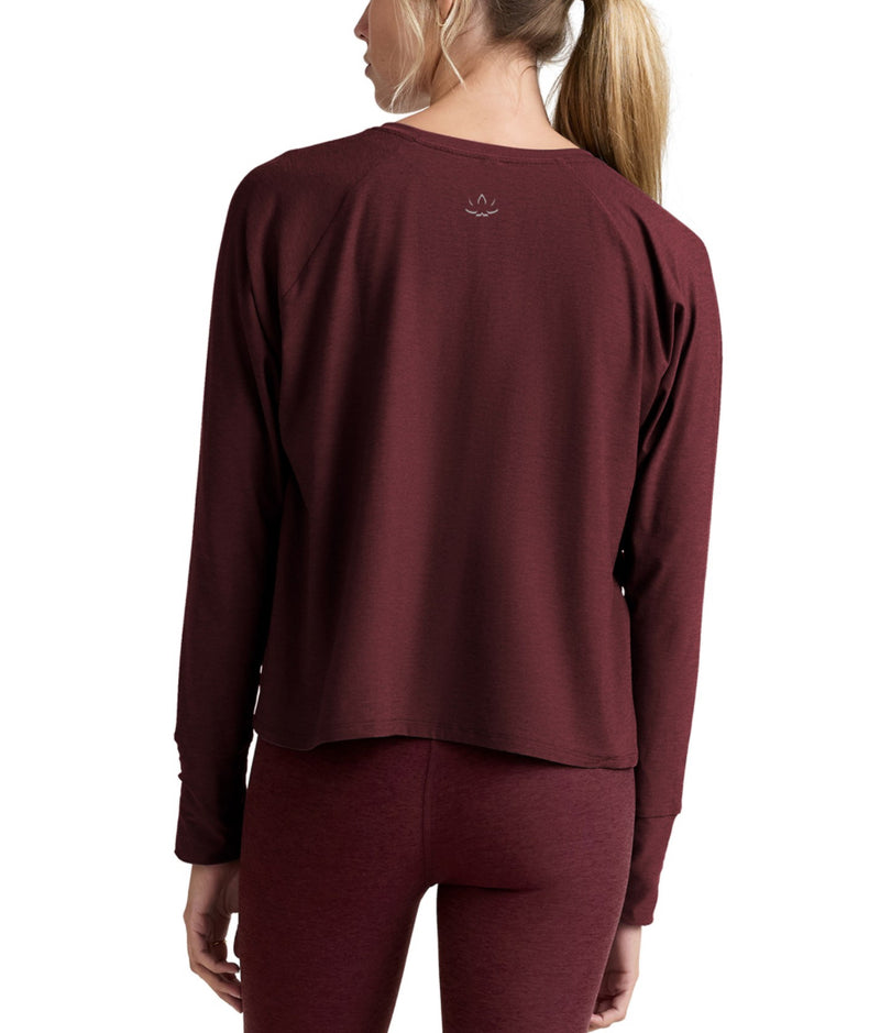 Beyond Yoga Featherweight Daydreamer Pullover - Midnight Burgundy Heather