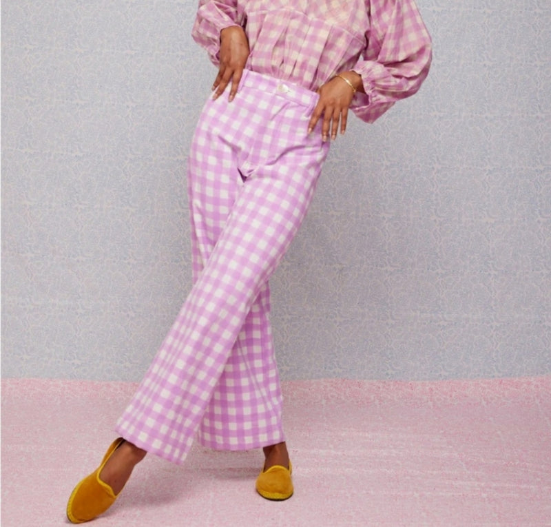 Blockprints Disco Pants - Pink Check