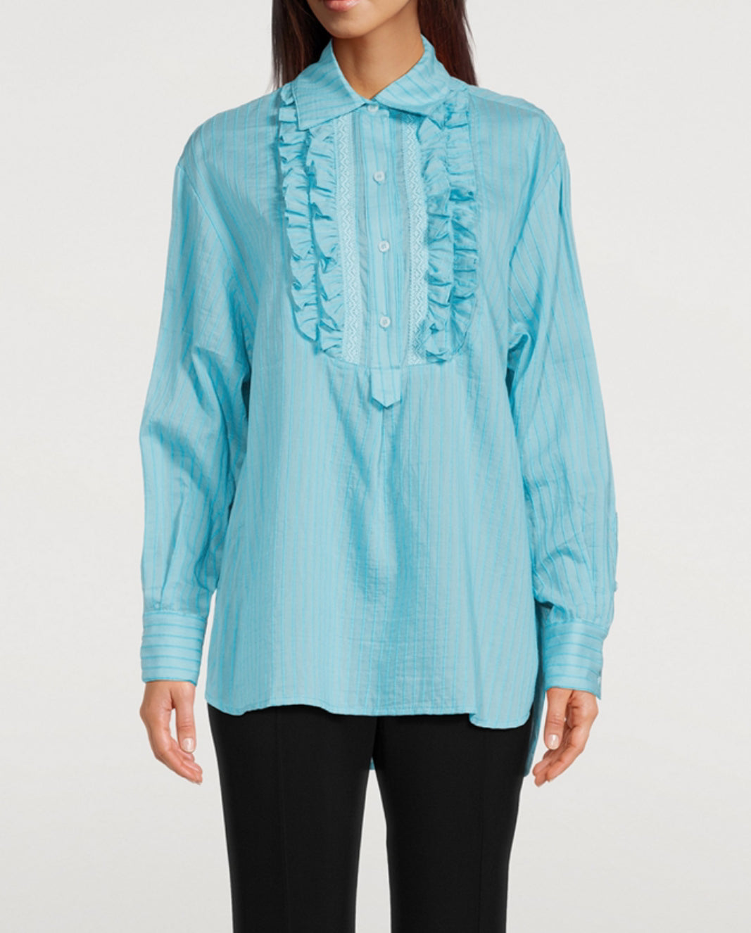 Smythe Oversized Tuxedo Shirt - Aqua