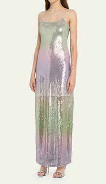 LoveShackFancy Grand Ombré Sequined Maxi Dress