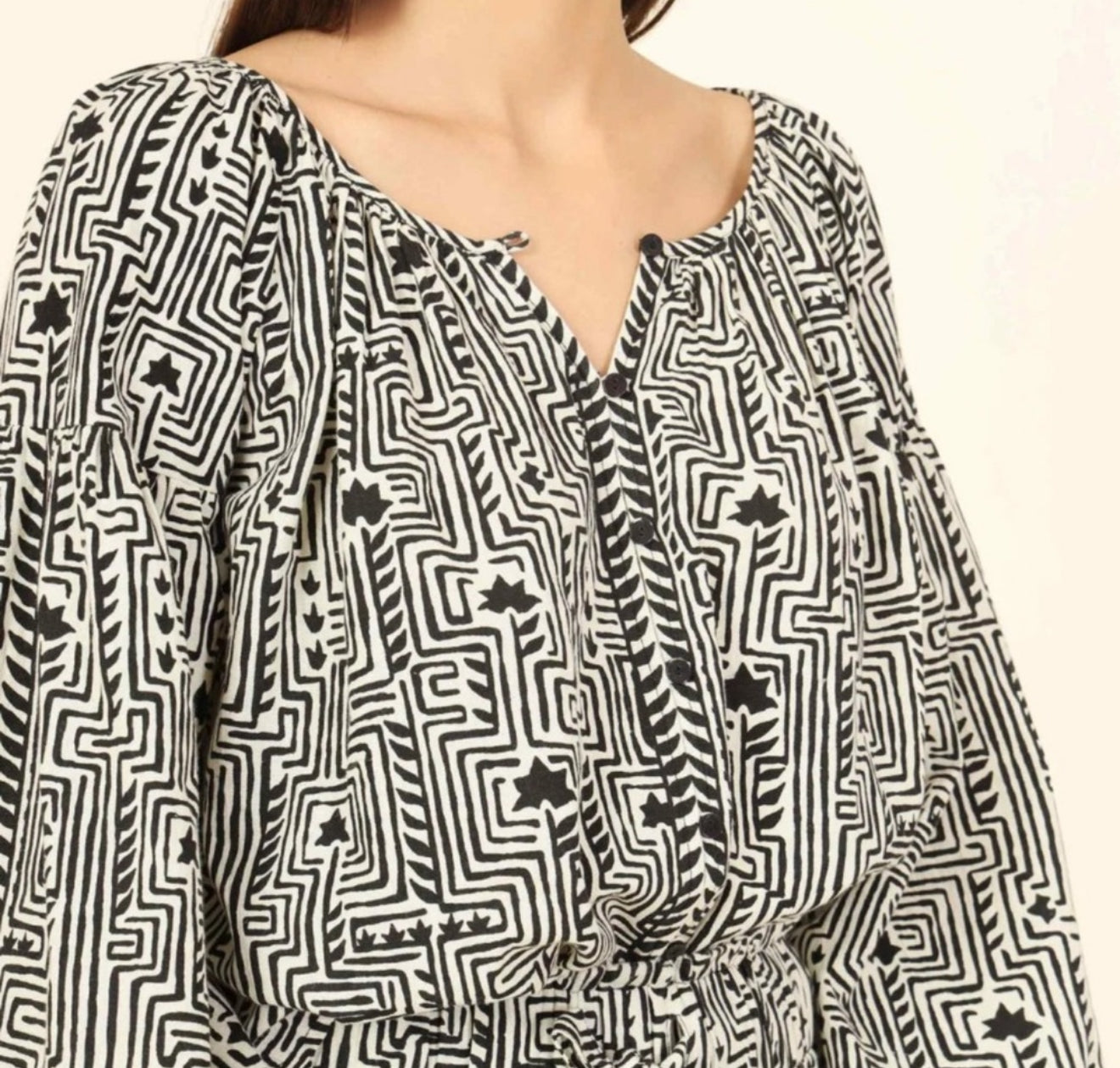 Omika Flora Blouse - Ulla Smoke