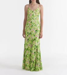 Saloni Cameron Dress in Bouquet - Lime Poppies