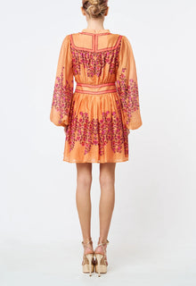 Ciebon Leeanna Engineered Floral Print Mini Dress - Coral Blush