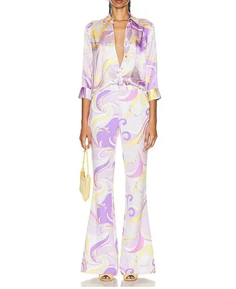 L’Agence Dani Orchid Multi Saint Martin Print Blouse