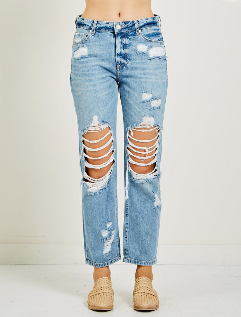 Paige Noella Straight Leg Jean - Jovie Destructed