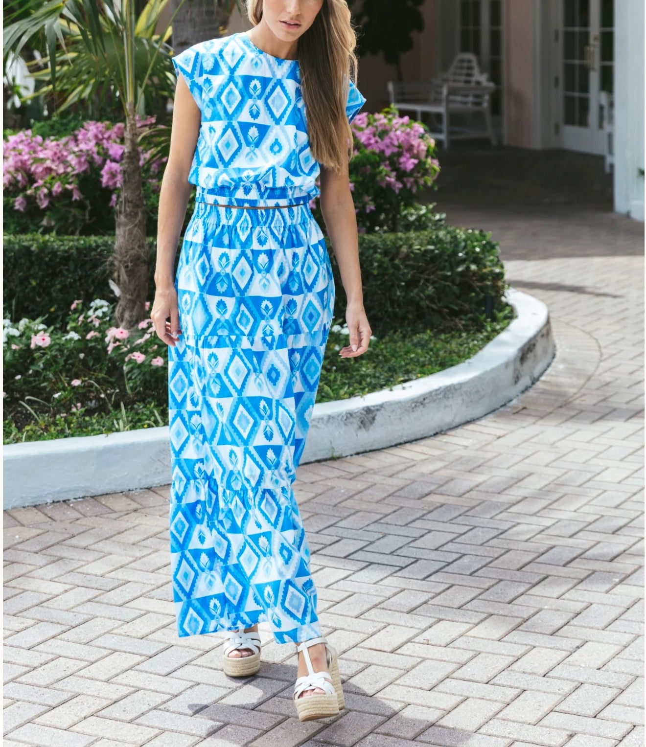 Sheridan French Gardenia Skirt - Lapis Geo