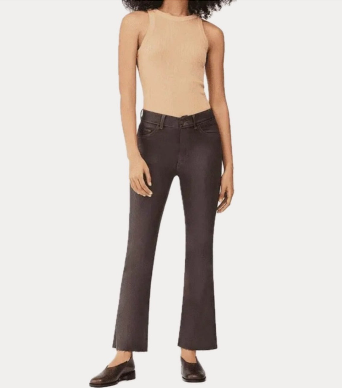 DL1961 Bridget Boot High-Rise Crop Jeans - Chestnut Coated