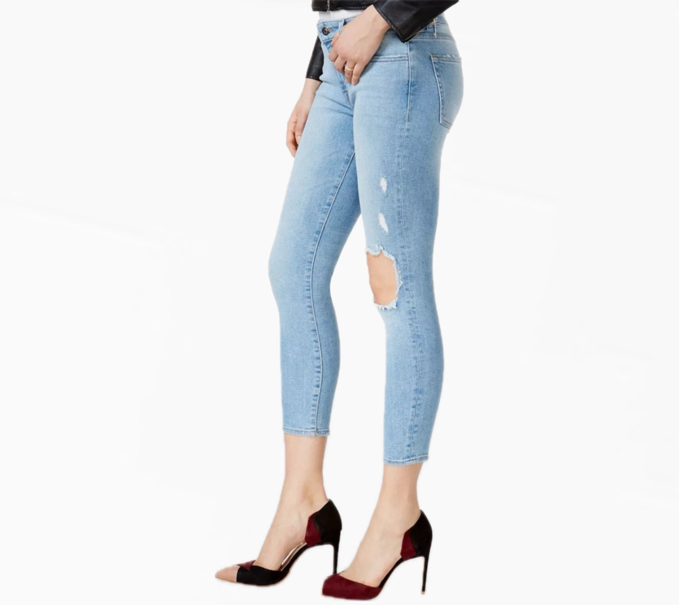 DL1961 Florence Crop Mid Rise Instascuplt Skinny Ripped Jeans - Clifton