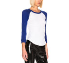 Enza Costa Bracelet Sleeve Baseball Crew - White/Blue