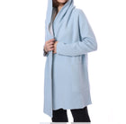 Minnie Rose Cashmere Hooded Reversible Coat - Baby Blue/White