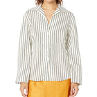 Vince Double Stripe Shaped Long Sleeve Blouse