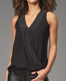 Lola & Sophie Satin Band Surplus Top - Black