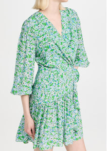 Shoshanna Nicola Floral-Print Ruffle Mini Dress - Spring Green Multi