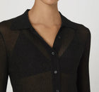French Connection Lurex Mix Collared Top - Black